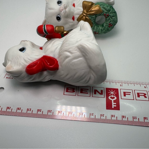 Vintage Homco Christmas Cats Figurines #5112 Set of 2 Gift/Tree Made in Taiwan - Picture 8 of 8